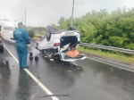 Водитель кроссовера выполнил «подъём с переворотом»: ранены трое